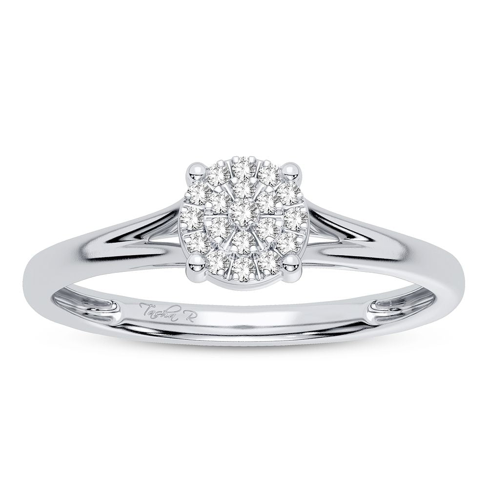 10K White Gold Elegant 0.06Ct Diamond Ring