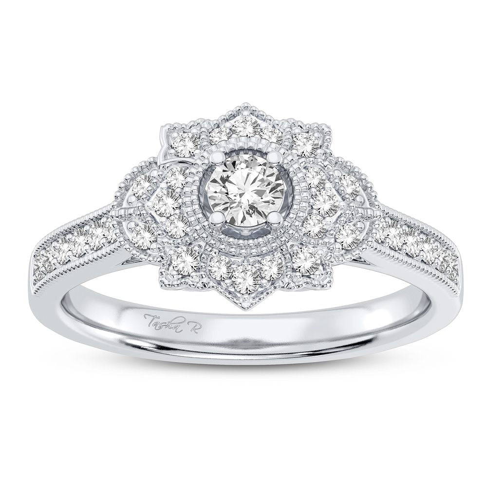 10K White Gold Beautiful 0.33Ct Diamond Ring