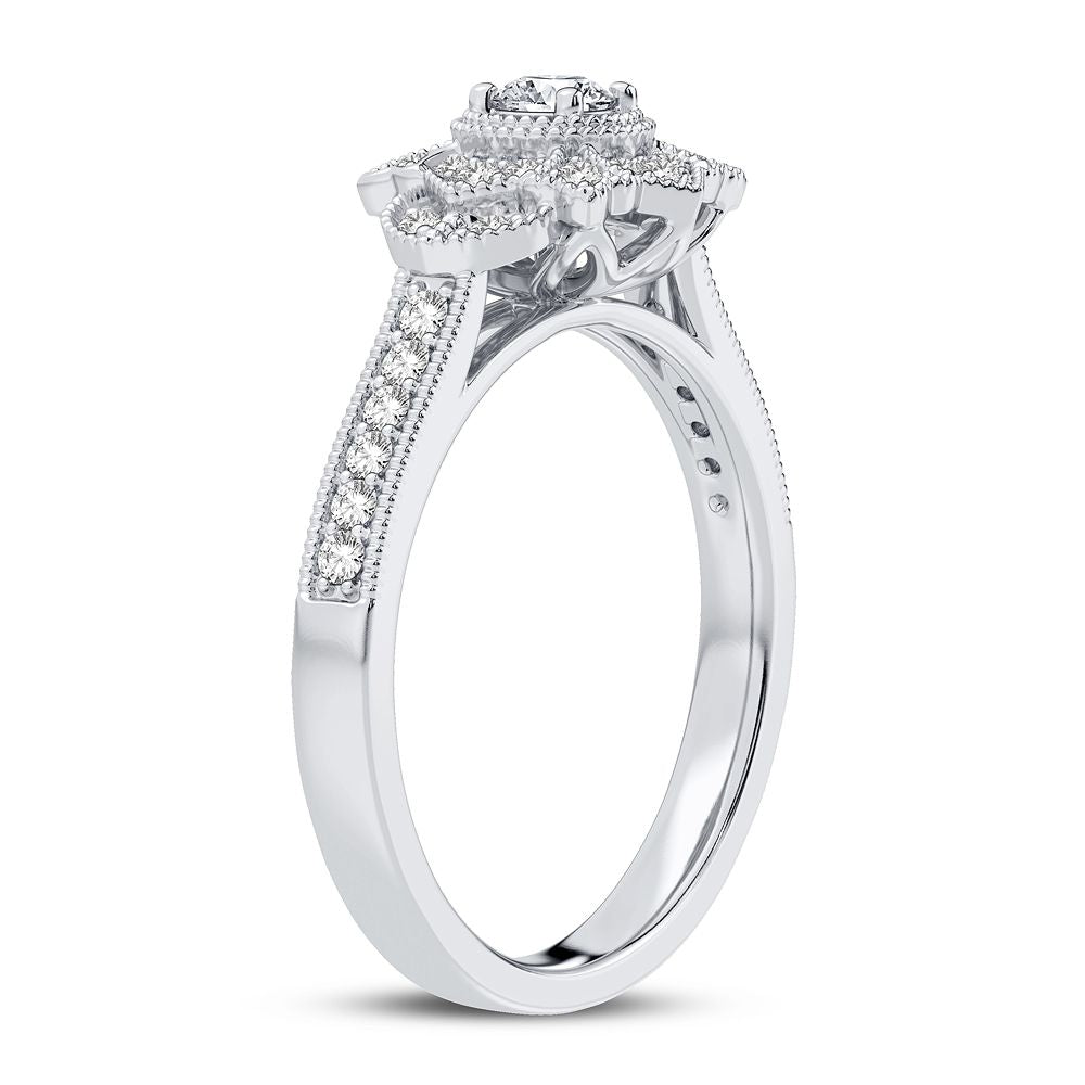 10K White Gold Beautiful 0.33Ct Diamond Ring