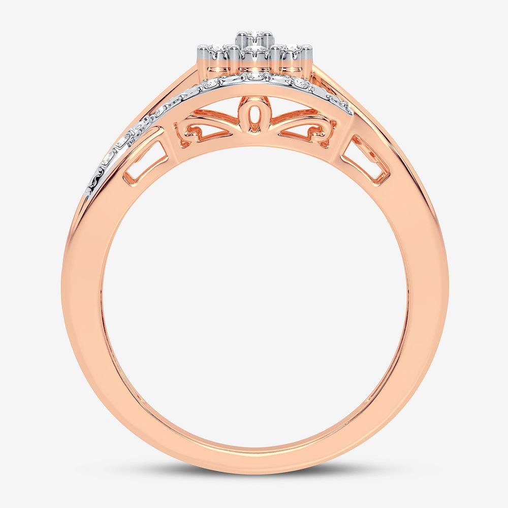 10K Rose Gold Dazzling 0.10Ct Diamond Ring