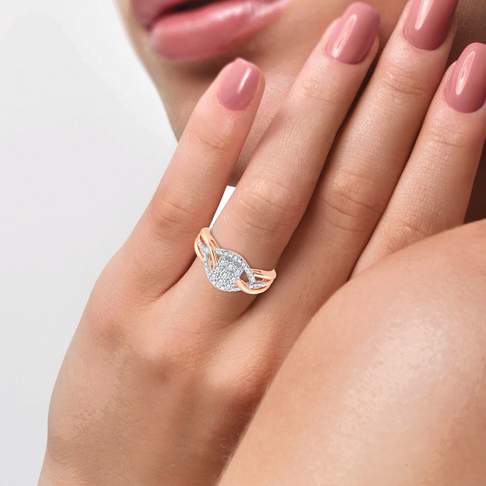 10K Rose Gold Dazzling 0.10Ct Diamond Ring