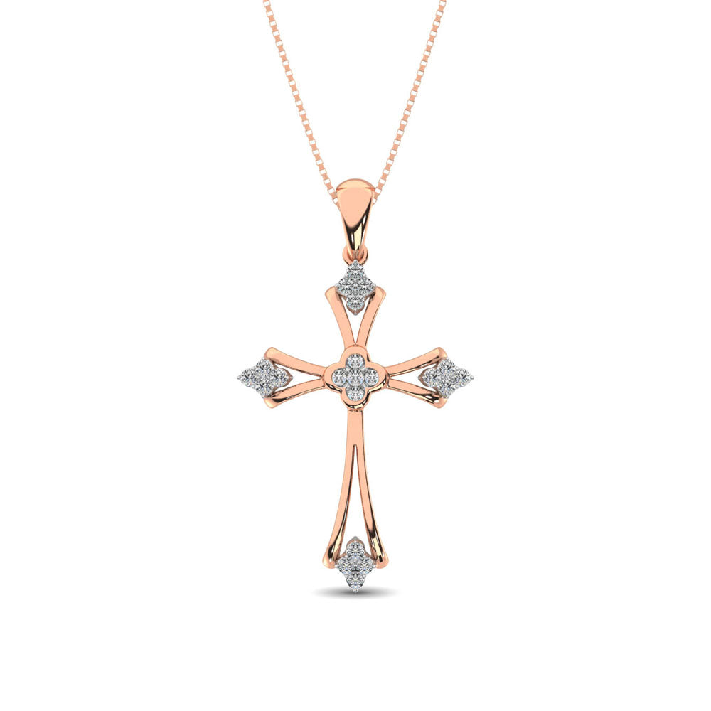 Gothic Style Diamond 1/5 Ct.Tw Cross Pendant in 10K Rose Gold