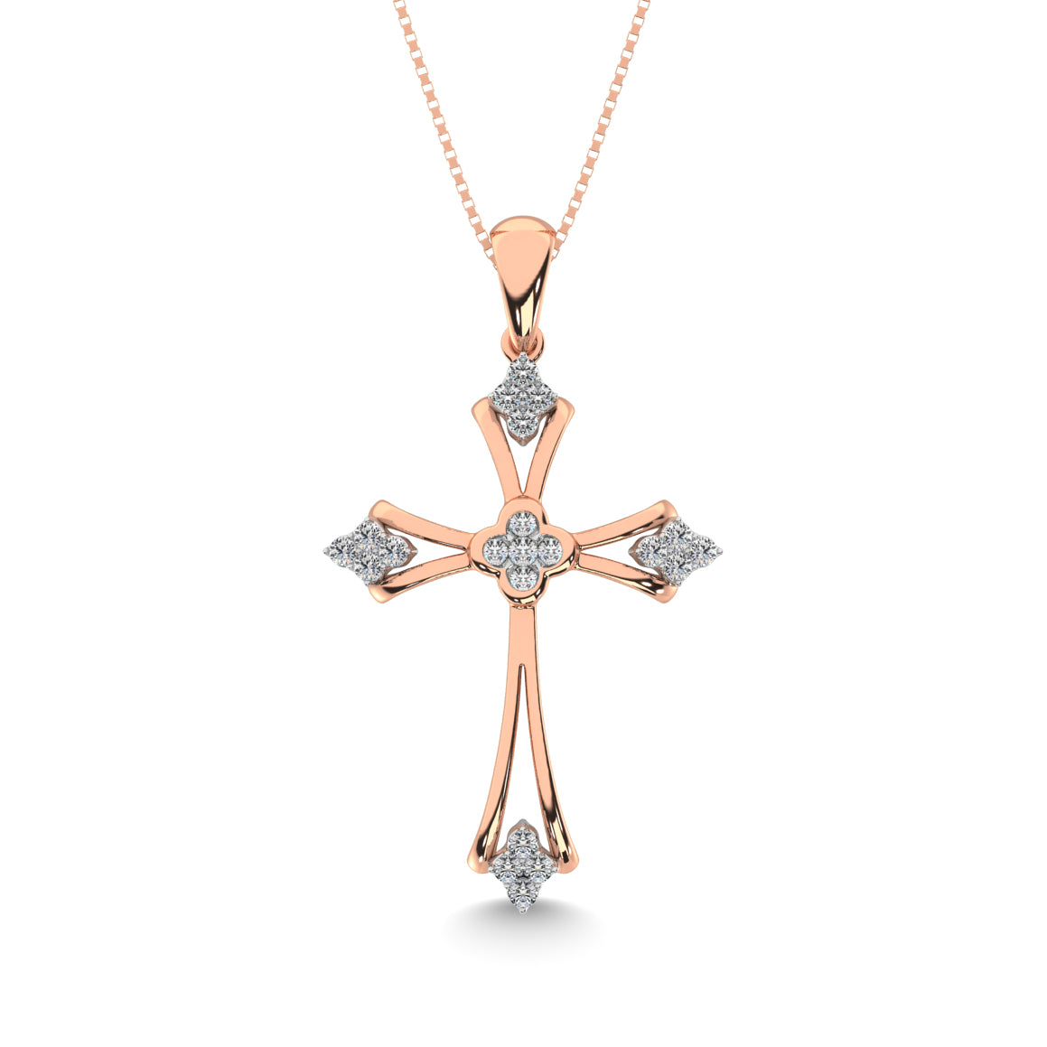 Gothic Style Diamond 1/5 Ct.Tw Cross Pendant in 10K Rose Gold