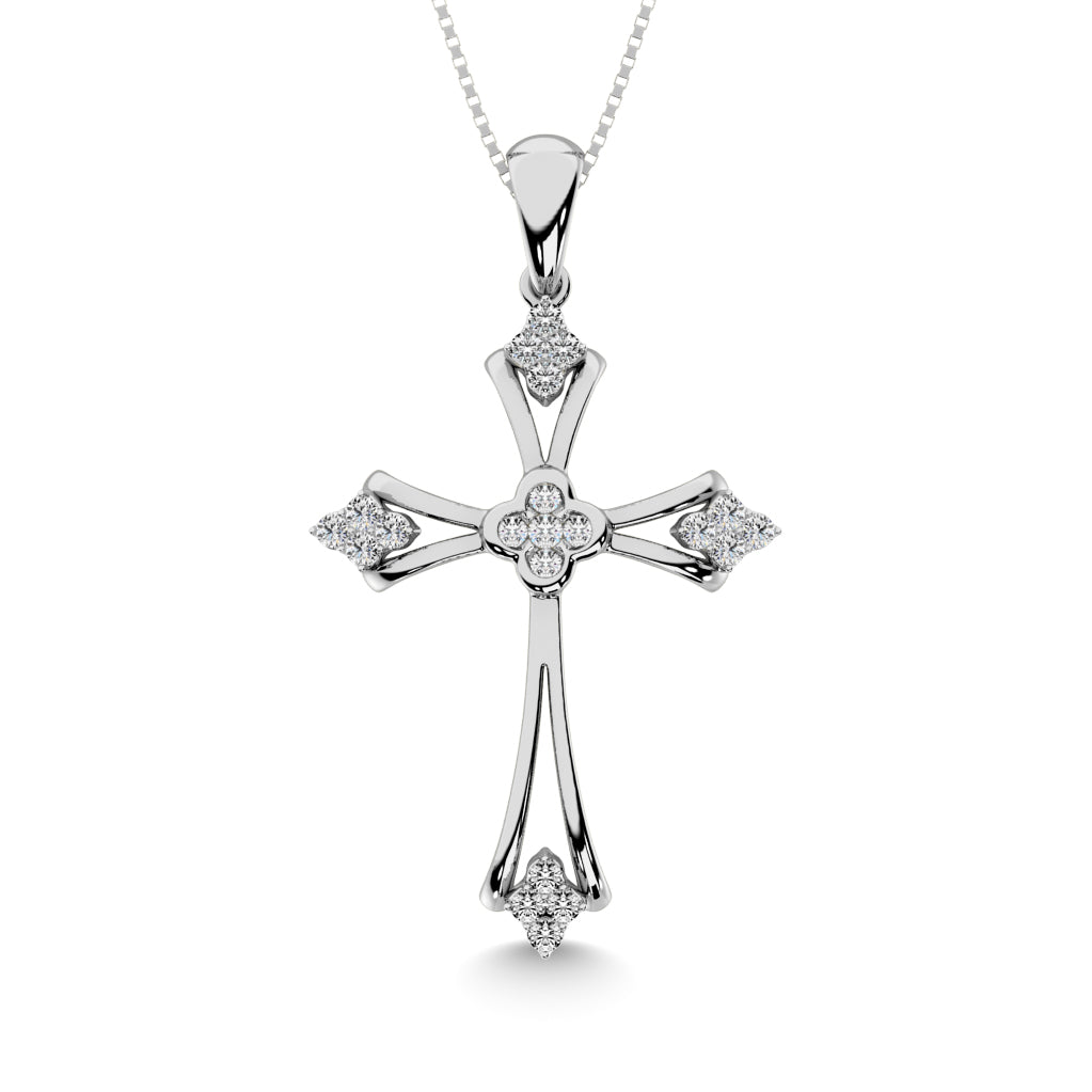 Gothic Style Diamond 1/5 Ct.Tw Cross Pendant in 10K White Gold