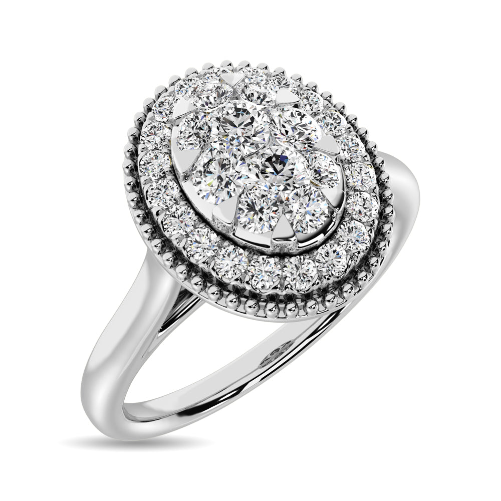 Diamond 1/2 Ct.Tw. Cluster Engagement Ring in 14K White Gold