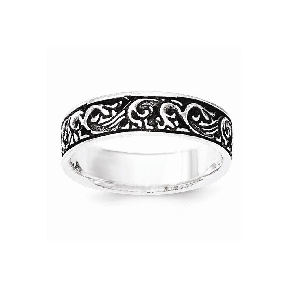 Sterling Silver Polished and Antiqued Filigree Women's Ring