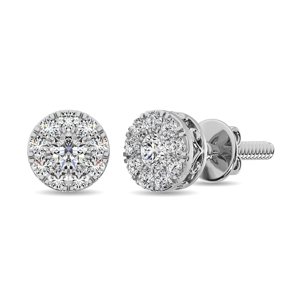 Diamond 1/4 Ct.Tw. Round Frame Stud Earrings