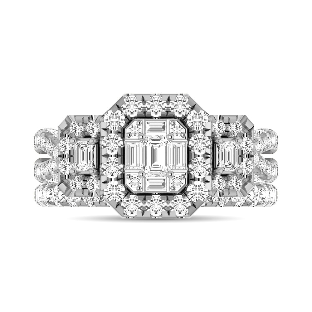 Diamond 2 Ct.Tw. Round and Baguette Engagement Ring in 14K White Gold