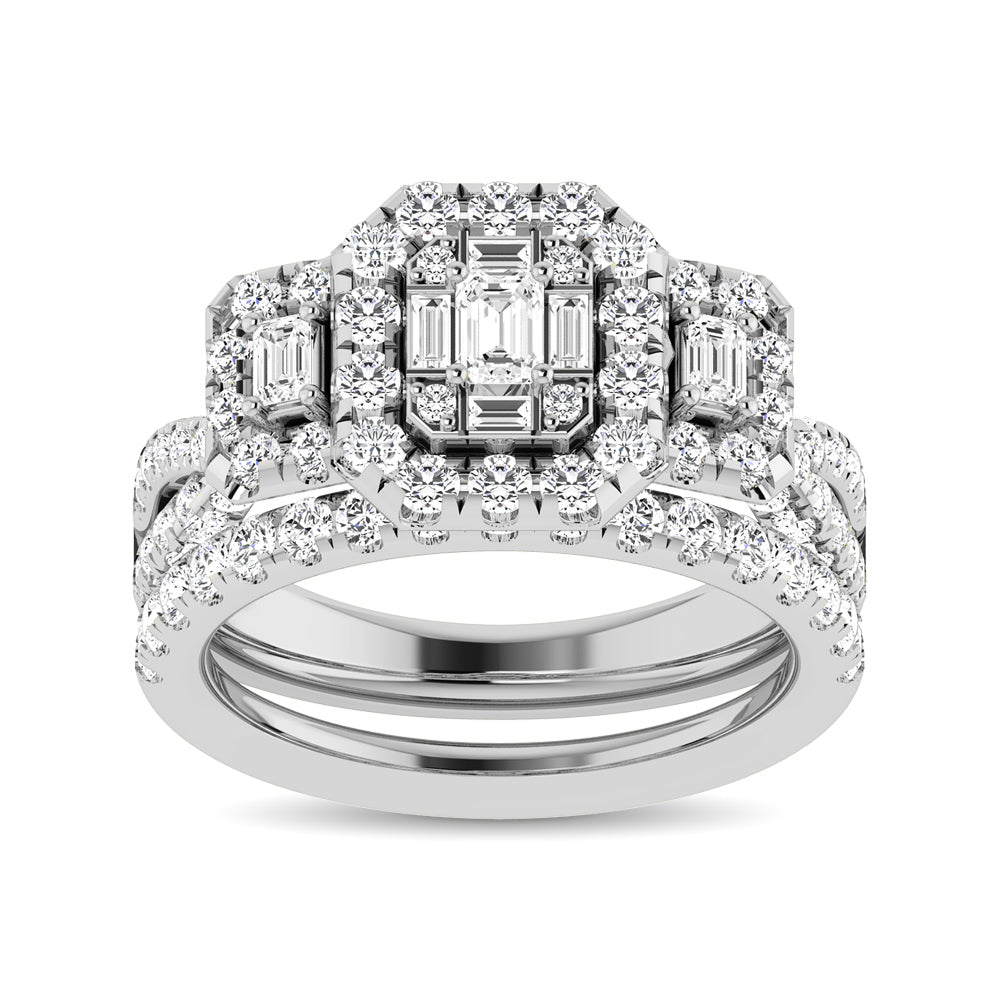 Diamond 2 Ct.Tw. Round and Baguette Engagement Ring in 14K White Gold