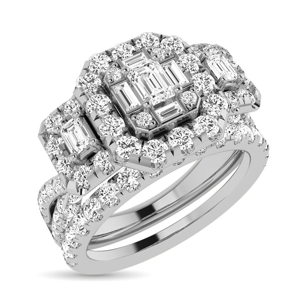 Diamond 2 Ct.Tw. Round and Baguette Engagement Ring in 14K White Gold