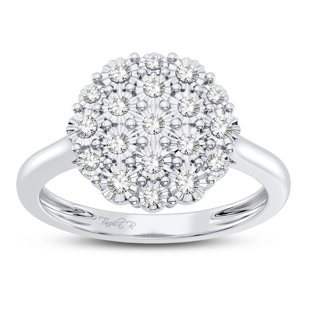 10K White Gold Elegant 0.10Ct Diamond Ring