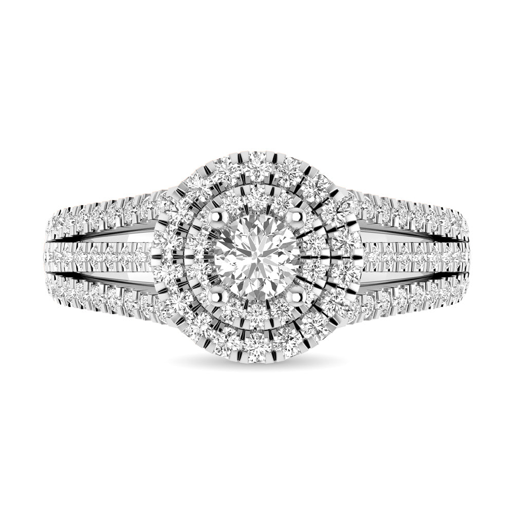 14K White Gold 1 Ct.Tw. Round Cut Diamond Engagement Ring