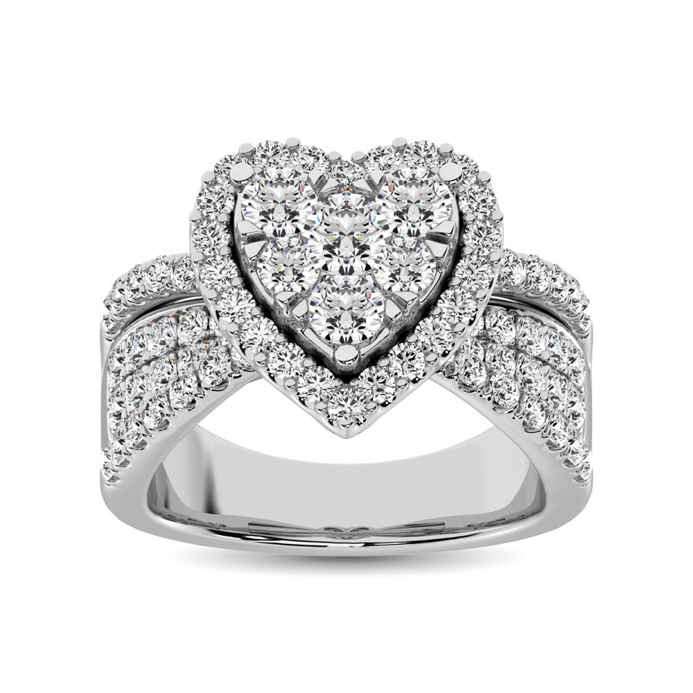 Diamond 1 Ct.Tw. Heart Engagement Ring in 14K White Gold