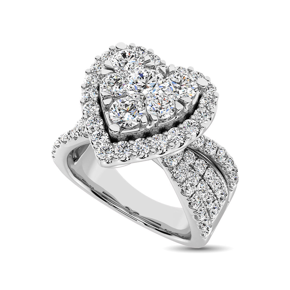 Diamond 1 Ct.Tw. Heart Engagement Ring in 14K White Gold