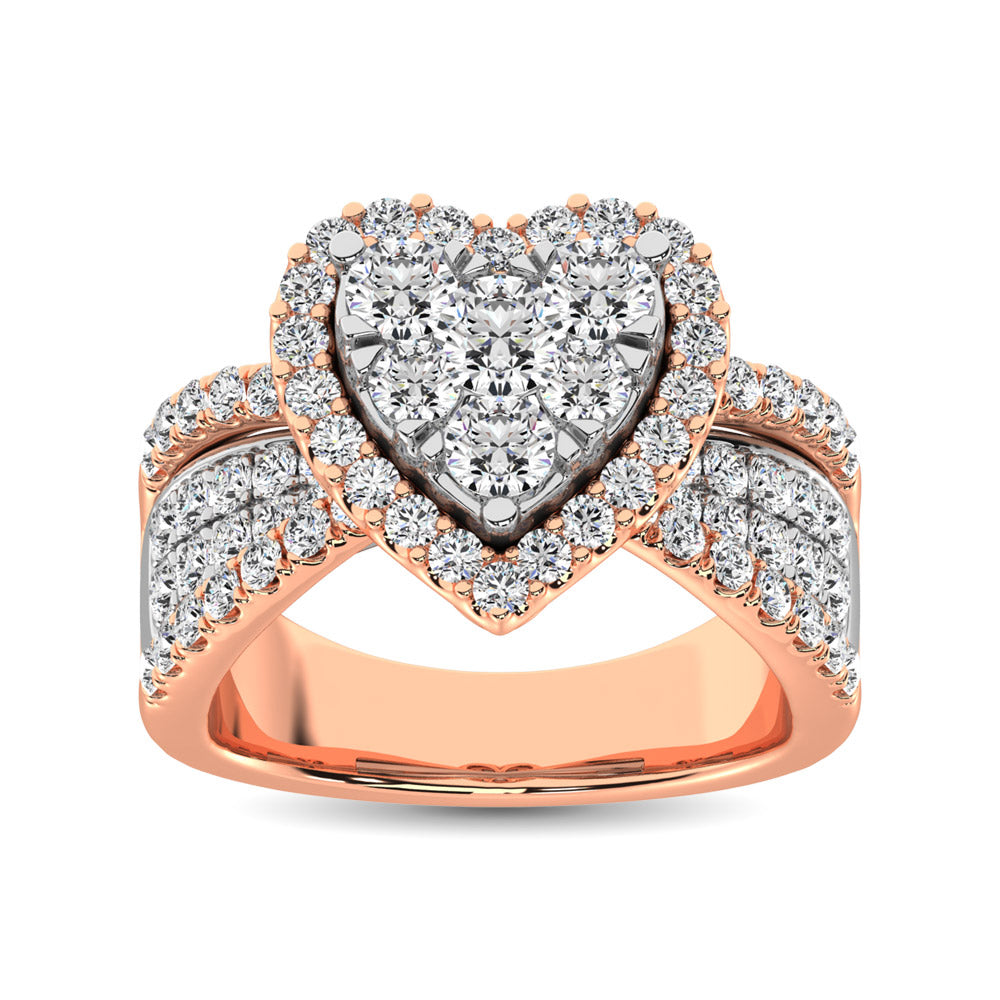 Diamond 2 Ct.Tw. Heart Shape Engagement Ring in 14K Two Tone Gold