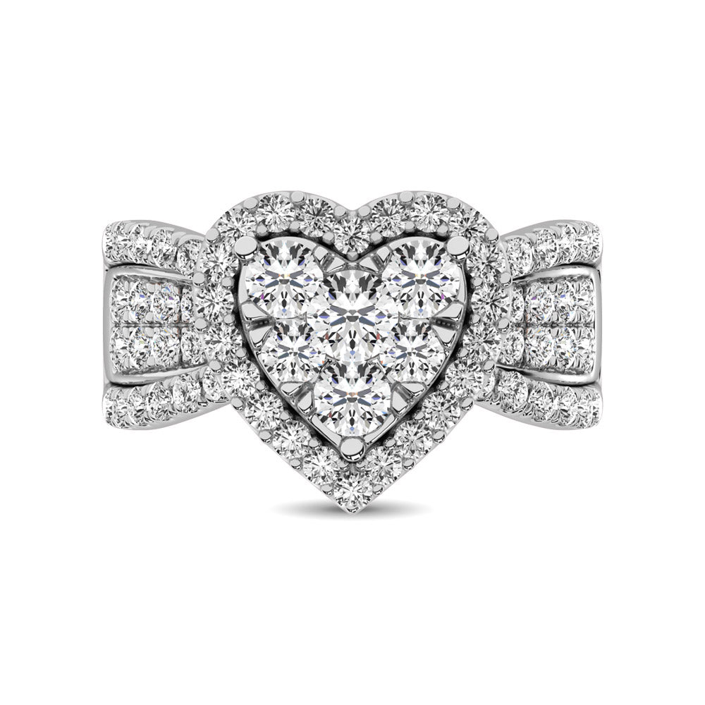 Diamond 2 Ct.Tw. Heart Engagement Ring in 14K White Gold