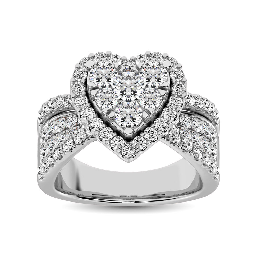 Diamond 2 Ct.Tw. Heart Engagement Ring in 14K White Gold