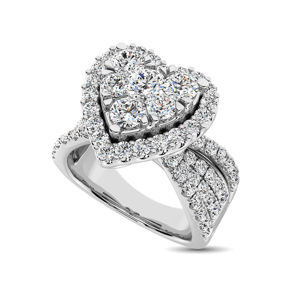 Diamond 2 Ct.Tw. Heart Engagement Ring in 14K White Gold