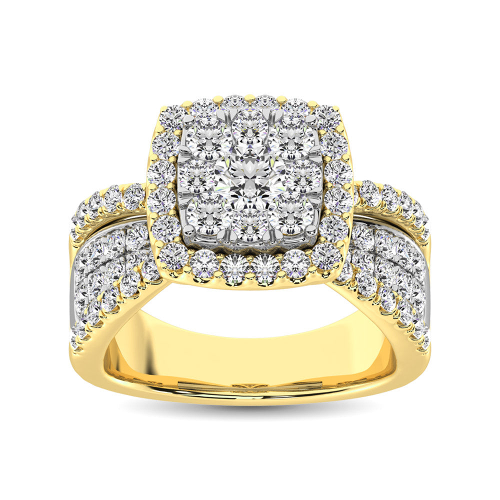 Diamond 2 Ct.Tw. Square Shape Engagement Ring in 14K Two Tone Gold