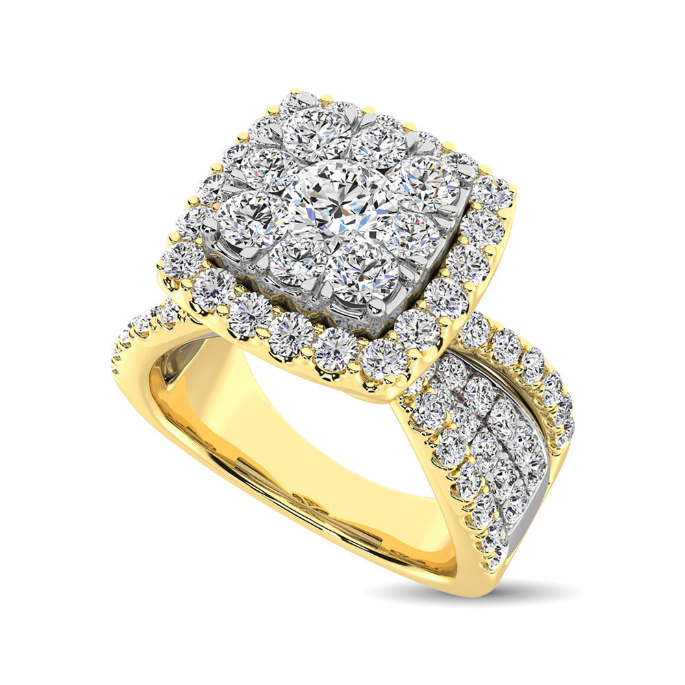 Diamond 2 Ct.Tw. Square Shape Engagement Ring in 14K Two Tone Gold