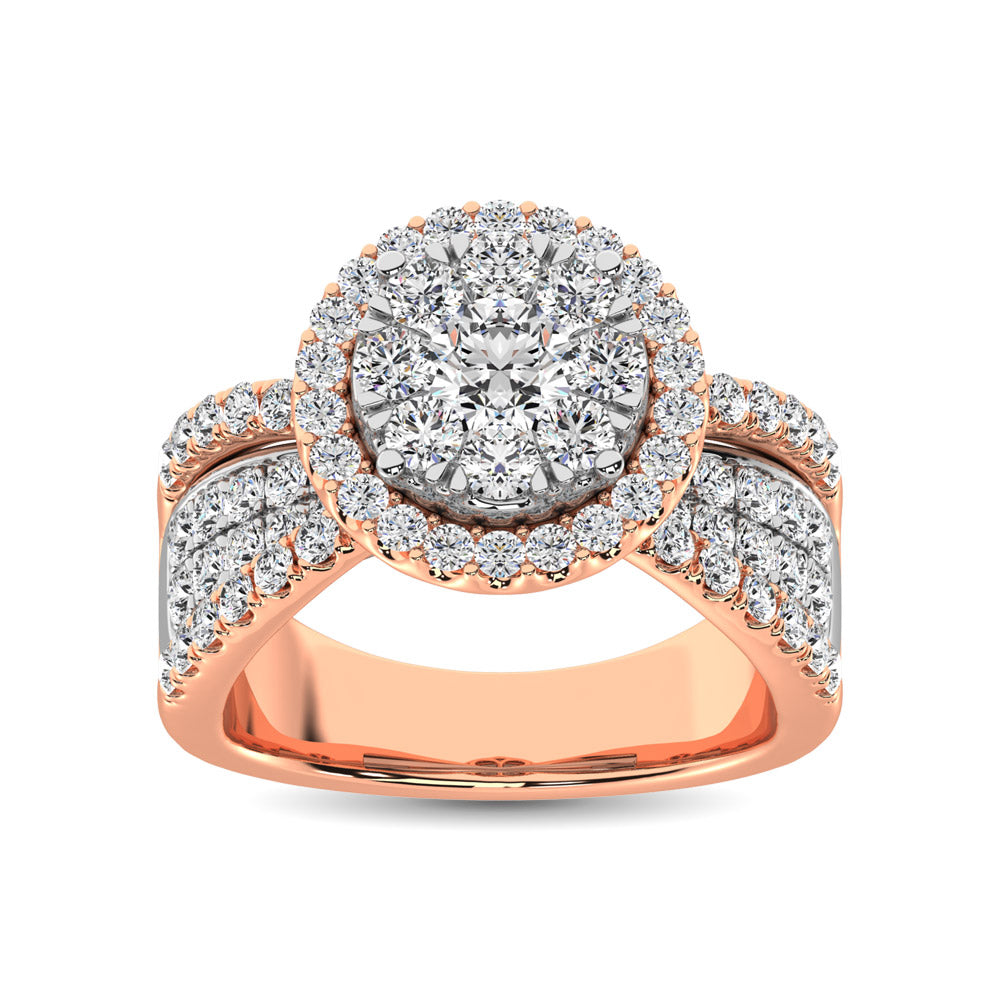 Diamond 2 Ct.Tw. Round Shape Engagement Ring in 14K Two Tone Gold