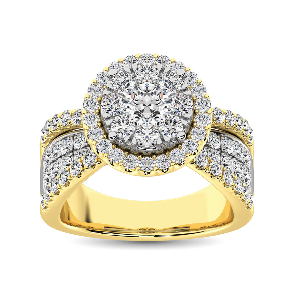 Diamond 2 Ct.Tw. Round Shape Engagement Ring in 14K Two Tone Gold