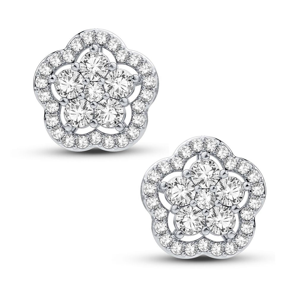 14K White Gold Exquisite 0.75Ct Diamond Earring