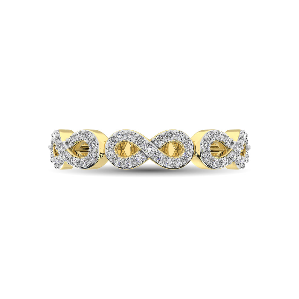 14K Yellow Gold 1/4 Ct.Tw. Diamond Open Frame Stackable Band