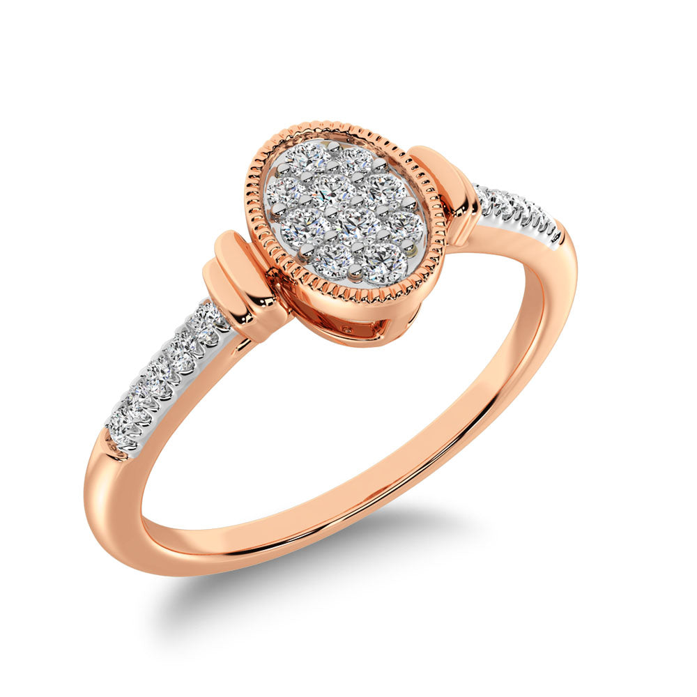 10K Rose Gold 1/8 Ct.Tw. Diamond Oval Shape Ring