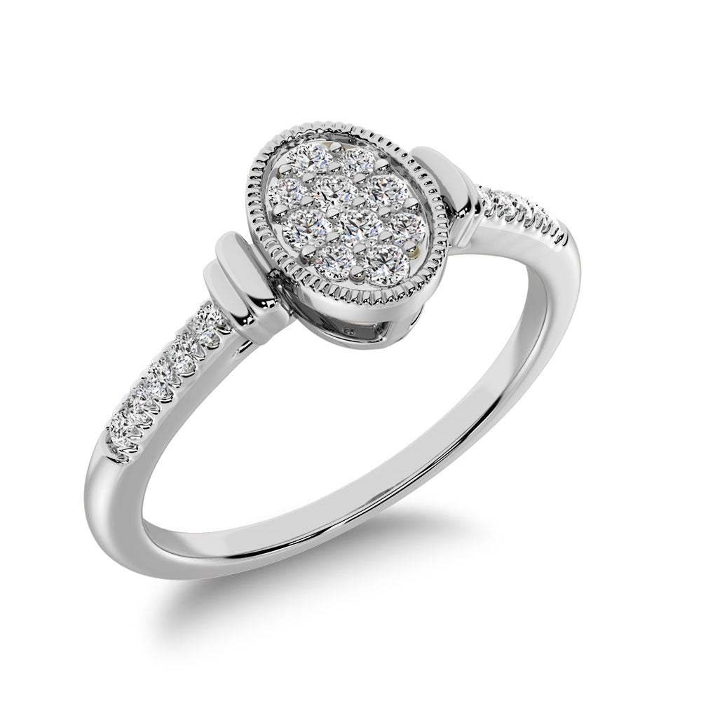 10K White Gold 1/8 Ctw Diamond Oval Shape Ring