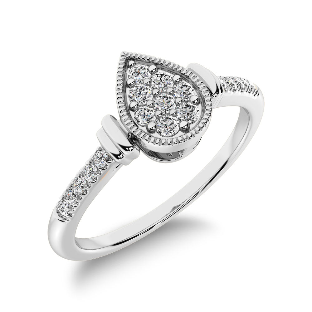 10K White Gold 1/8 Ct.Tw. Diamond Pear Shape Ring