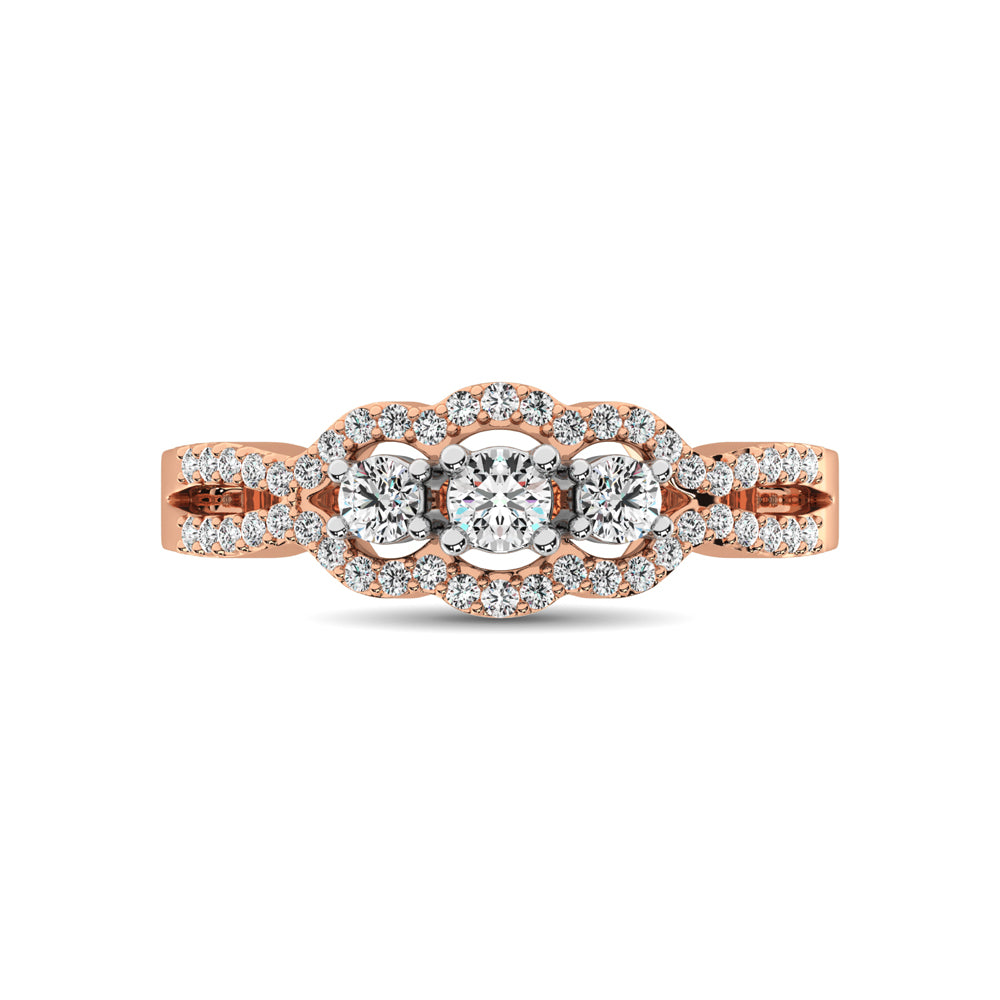 14K Rose Gold 1/2 Ct.Tw. Diamond Engagement Ring