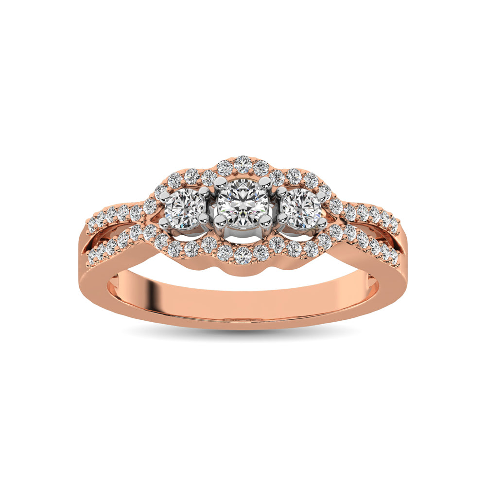 14K Rose Gold 1/2 Ct.Tw. Diamond Engagement Ring