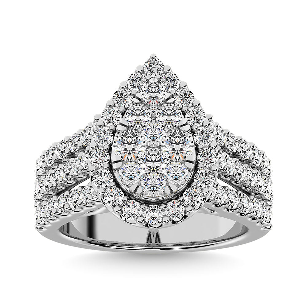 Diamond 2 Ct.Tw.. Pear Shape Engagement Ring in 14K White Gold