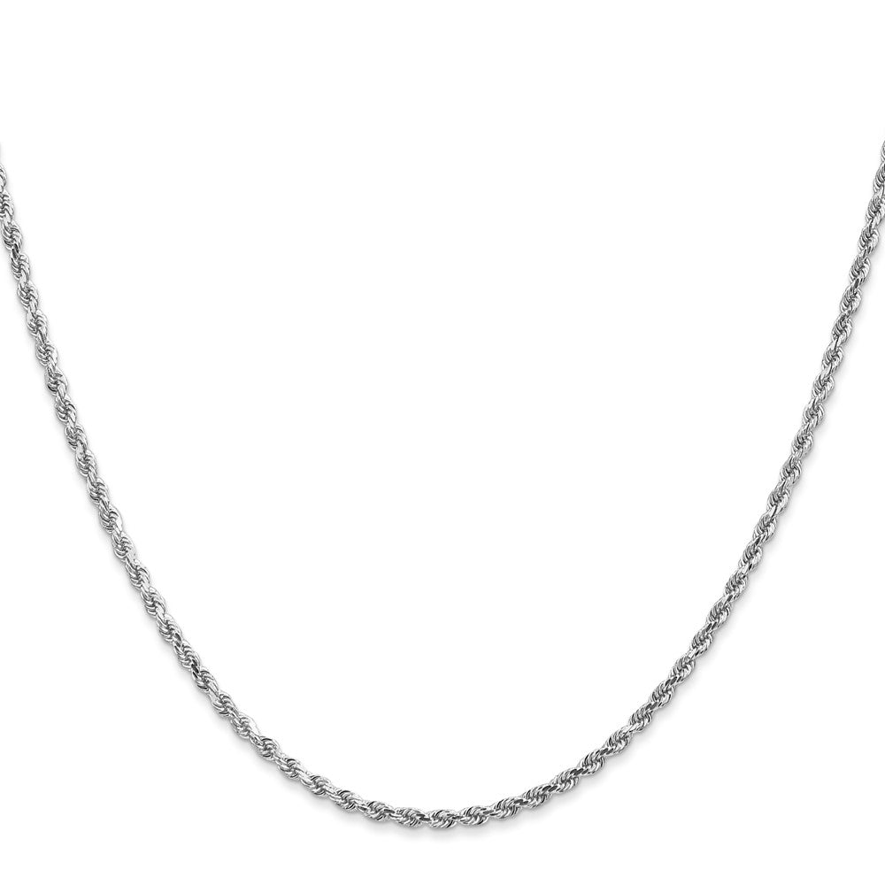 14K White Gold 2mm Diamond-Cut Rope Chain