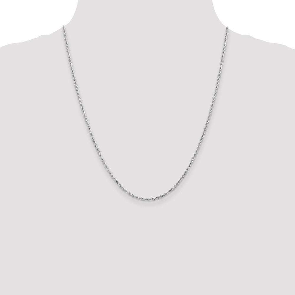 14K White Gold 2mm Diamond-Cut Rope Chain