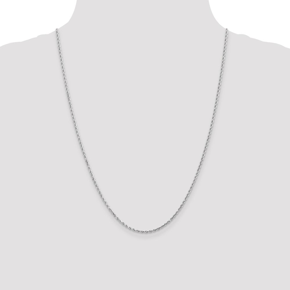 14K White Gold 2mm Diamond-Cut Rope Chain