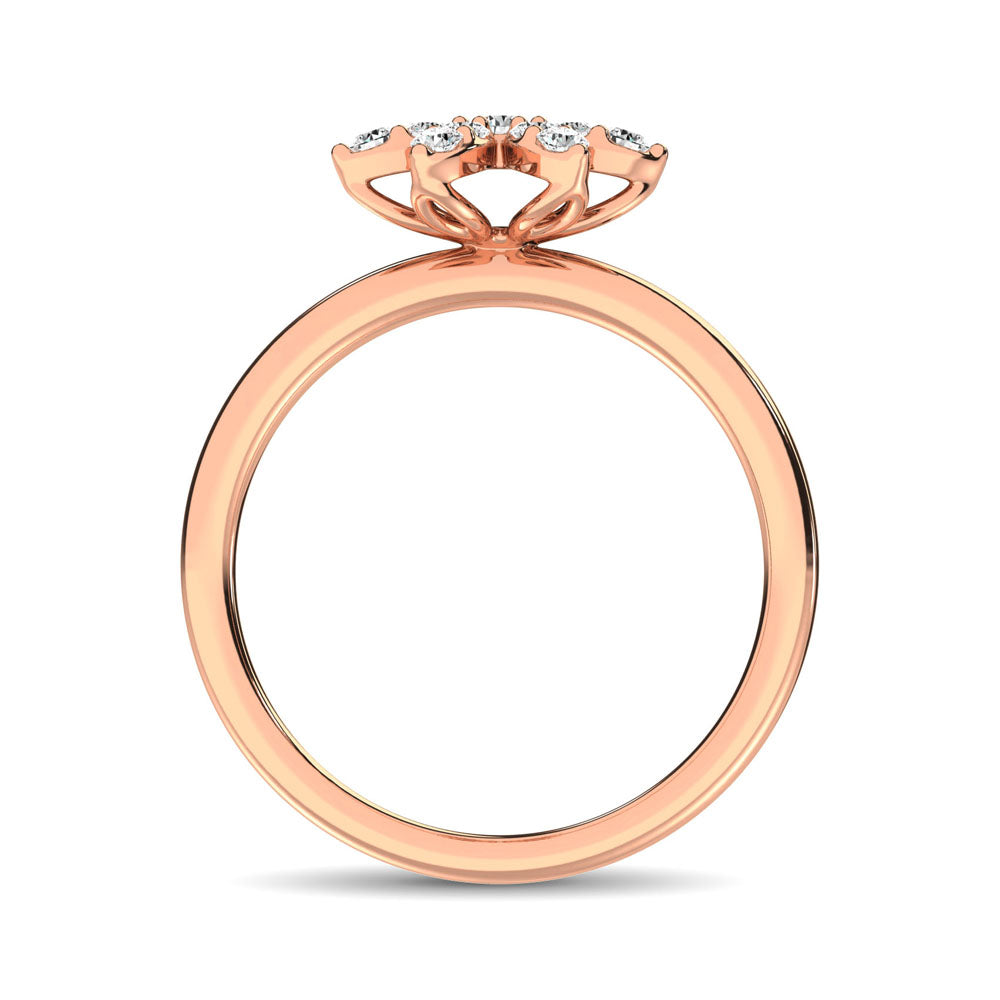 10K Rose Gold 1/4 Ctw Diamond Flower Ring