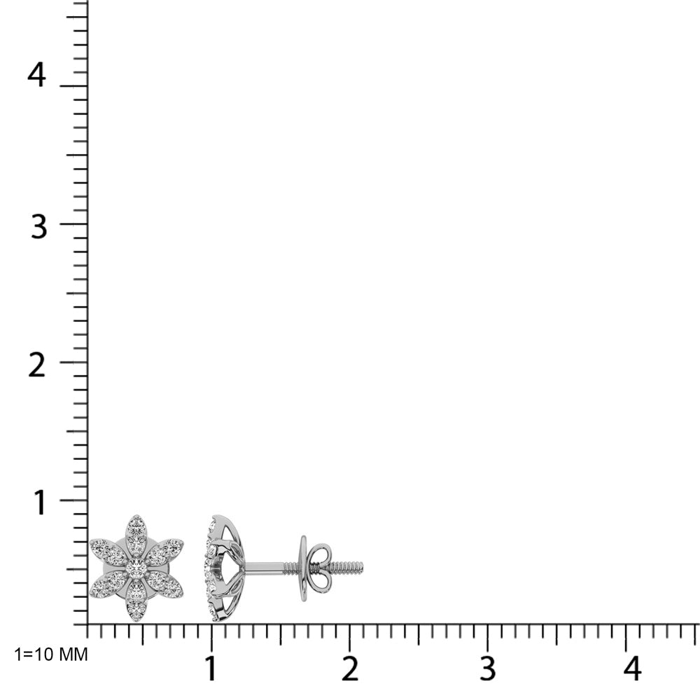 Diamond 1/3 Ct.Tw. Flower Stud Earrings