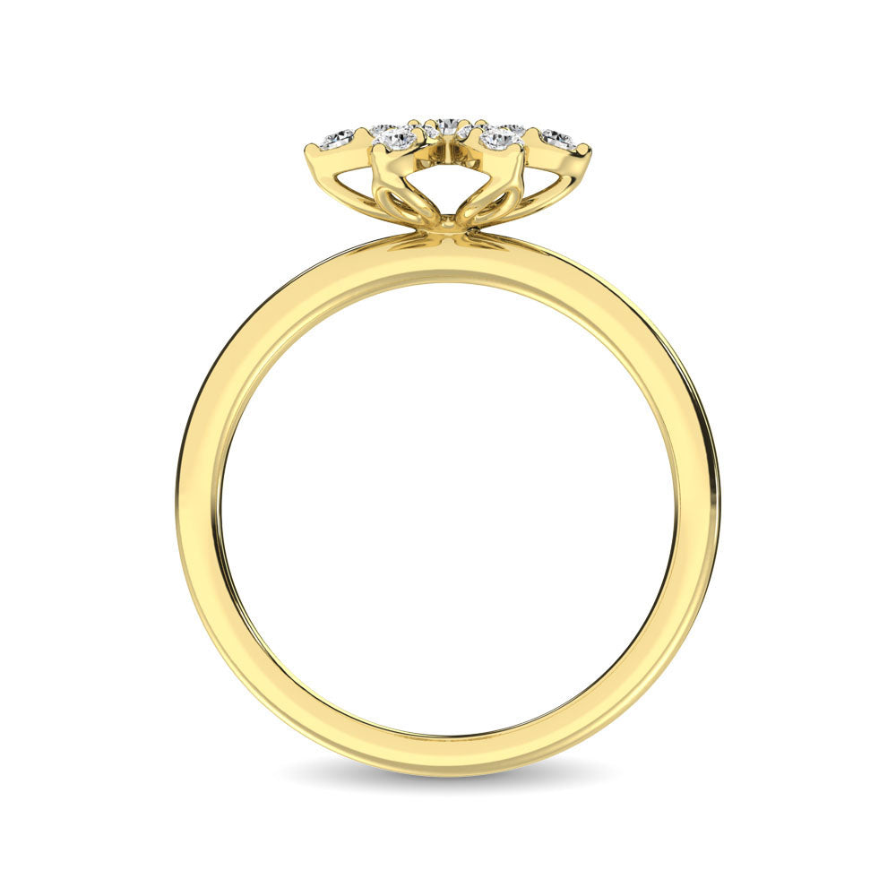 10K Yellow Gold 1/4 Ctw Diamond Flower Ring