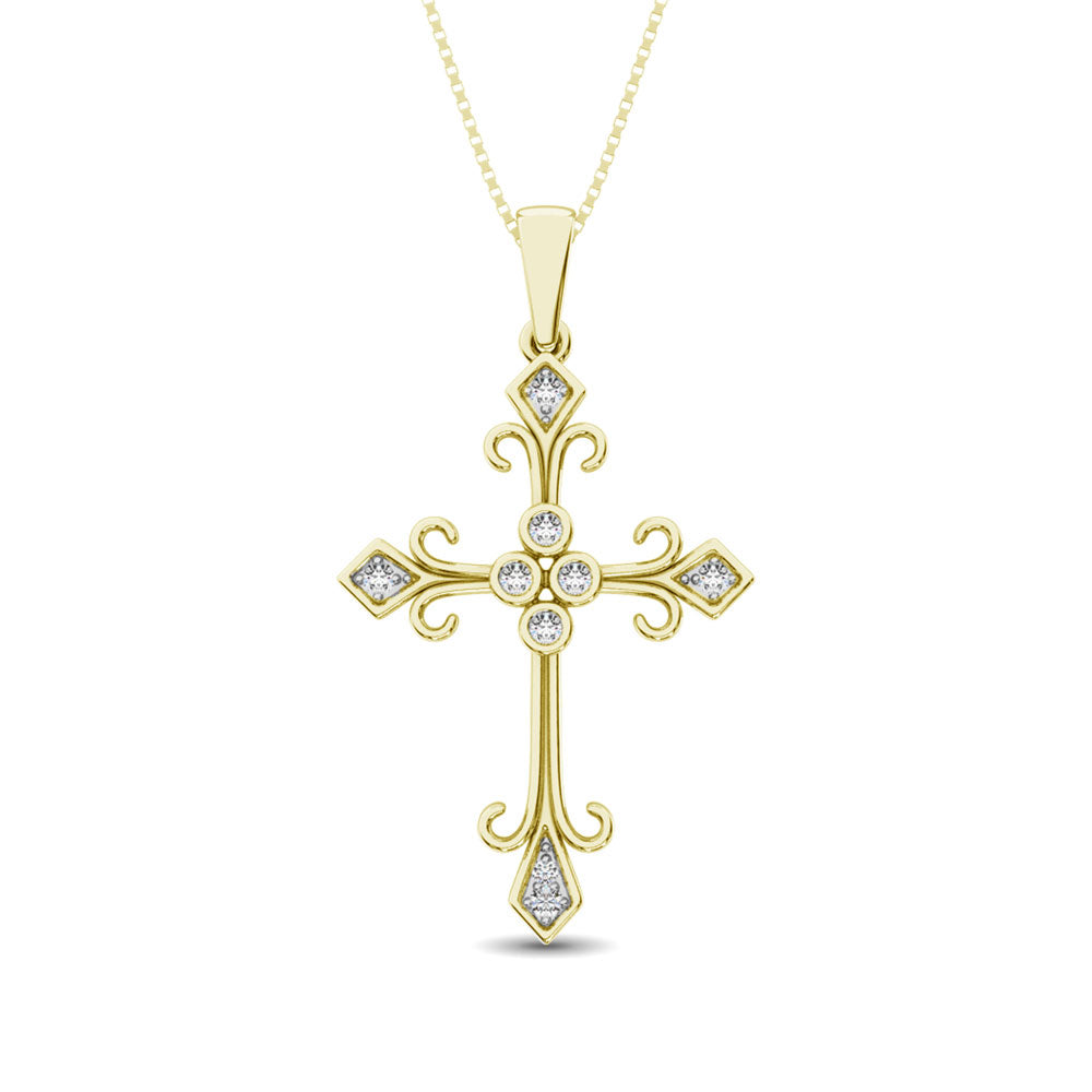 Diamond 1/10 Ct.Tw. Cross Pendant in 10K Yellow Gold