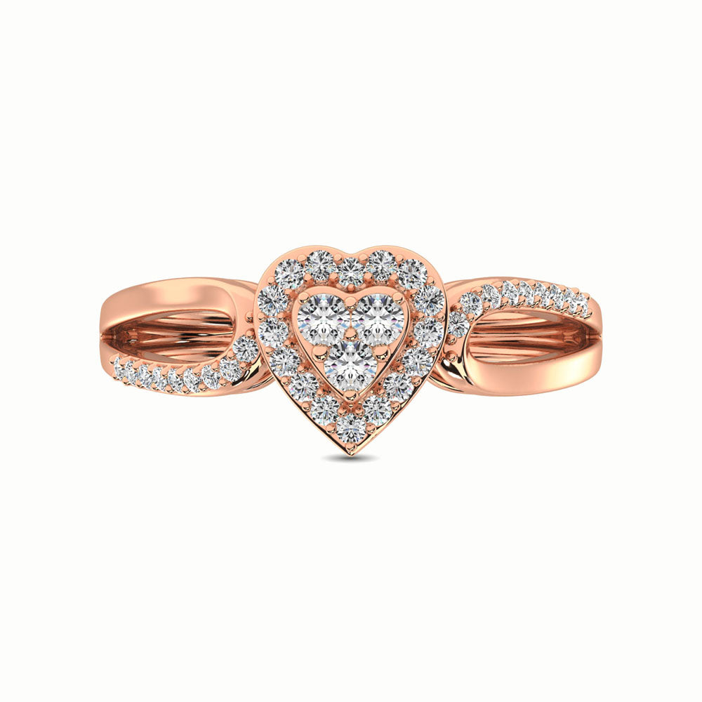 10K Rose Gold 1/4 Ct.Tw. Diamond Heart Engagement Ring