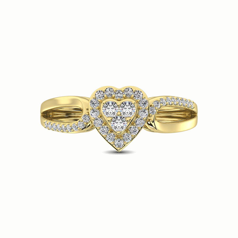 10K Yellow Gold 1/4 Ct.Tw. Diamond Heart Engagement Ring