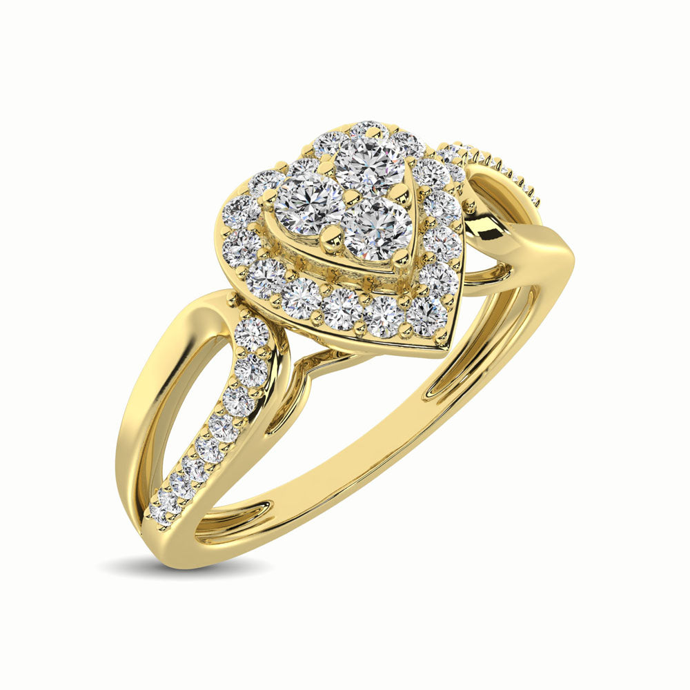 10K Yellow Gold 1/4 Ct.Tw. Diamond Heart Engagement Ring