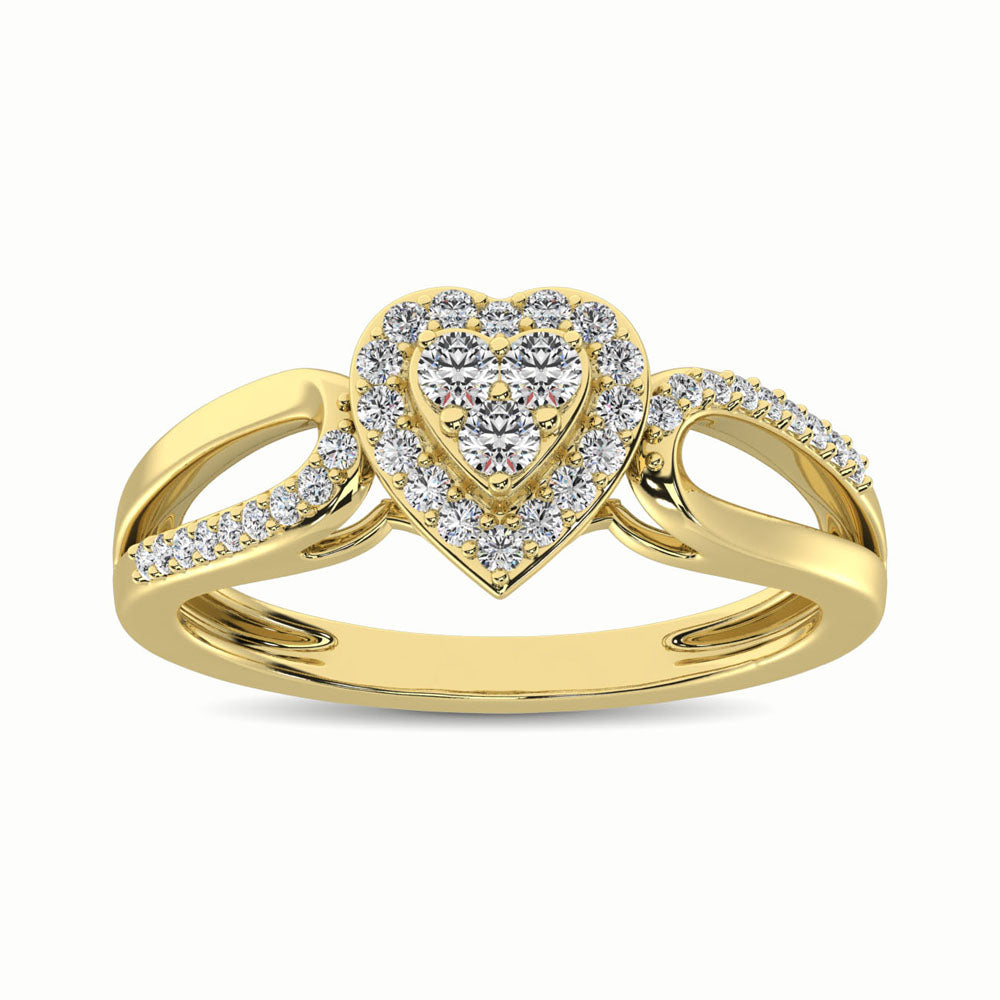 10K Yellow Gold 1/4 Ct.Tw. Diamond Heart Engagement Ring