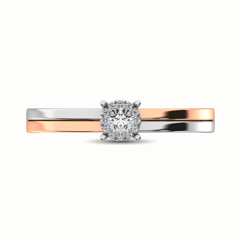 10K Two Tone 1/10 Ct.Tw. Diamond Engagement Ring