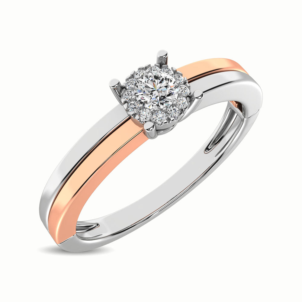 10K Two Tone 1/10 Ct.Tw. Diamond Engagement Ring