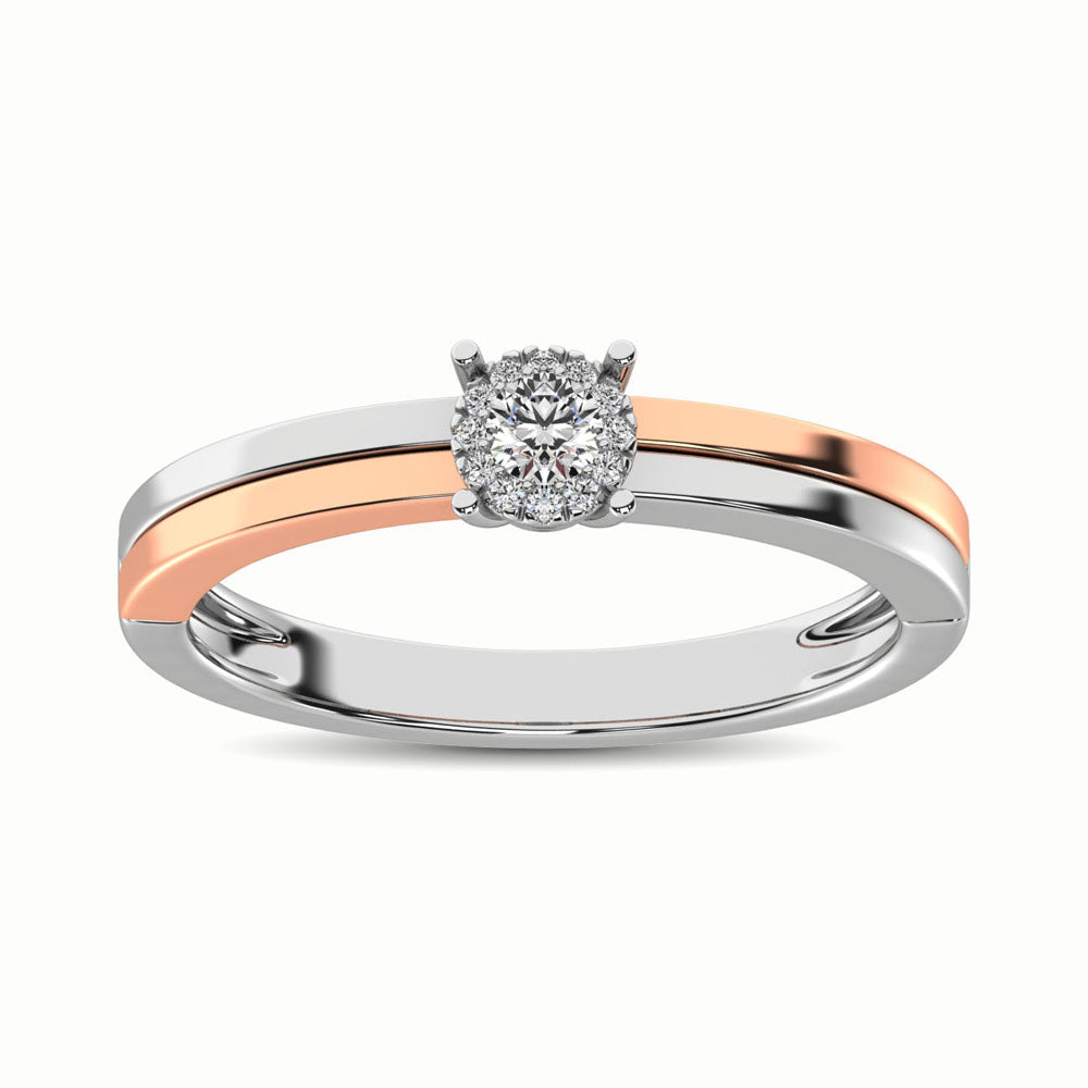 10K Two Tone 1/10 Ct.Tw. Diamond Engagement Ring