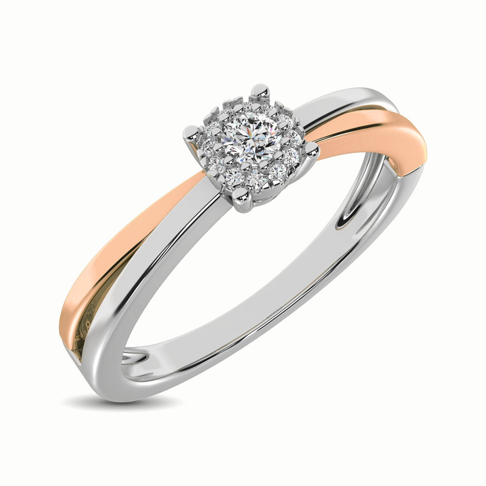 10K Two Tone 1/10 Ct.Tw. Diamond Engagement Ring