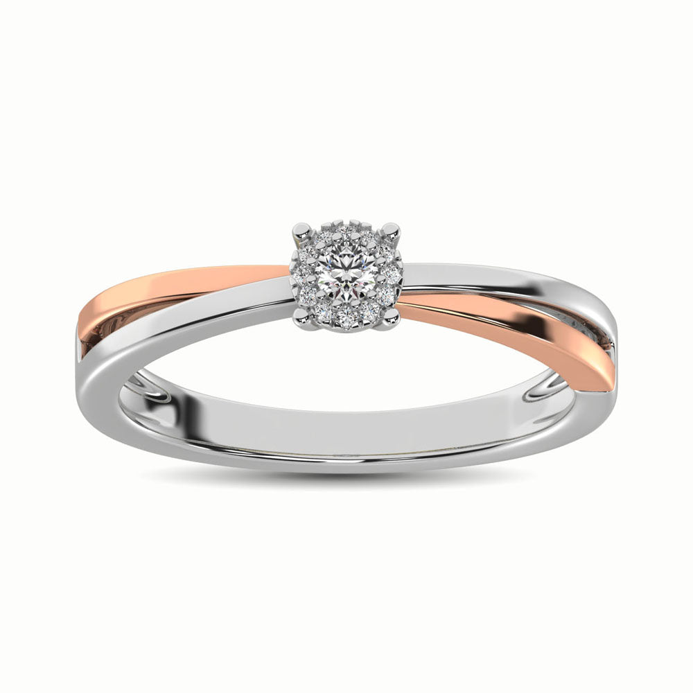 10K Two Tone 1/10 Ct.Tw. Diamond Engagement Ring